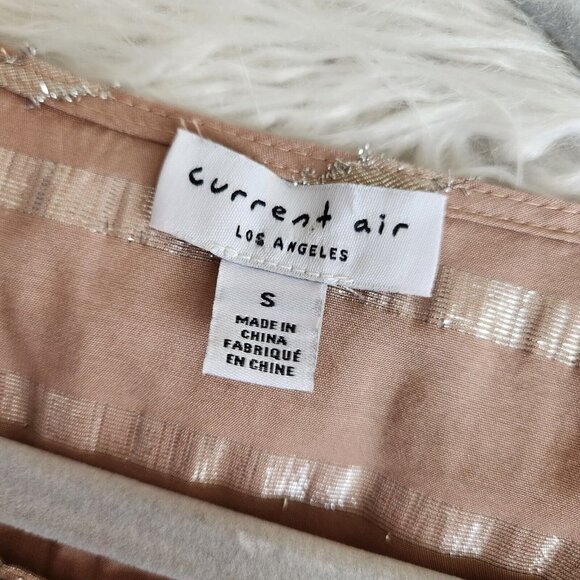 Current Air Women Metallic Stripe Long Sleeve Blouse In Dusty Rose Size Small - Picture 2 of 16